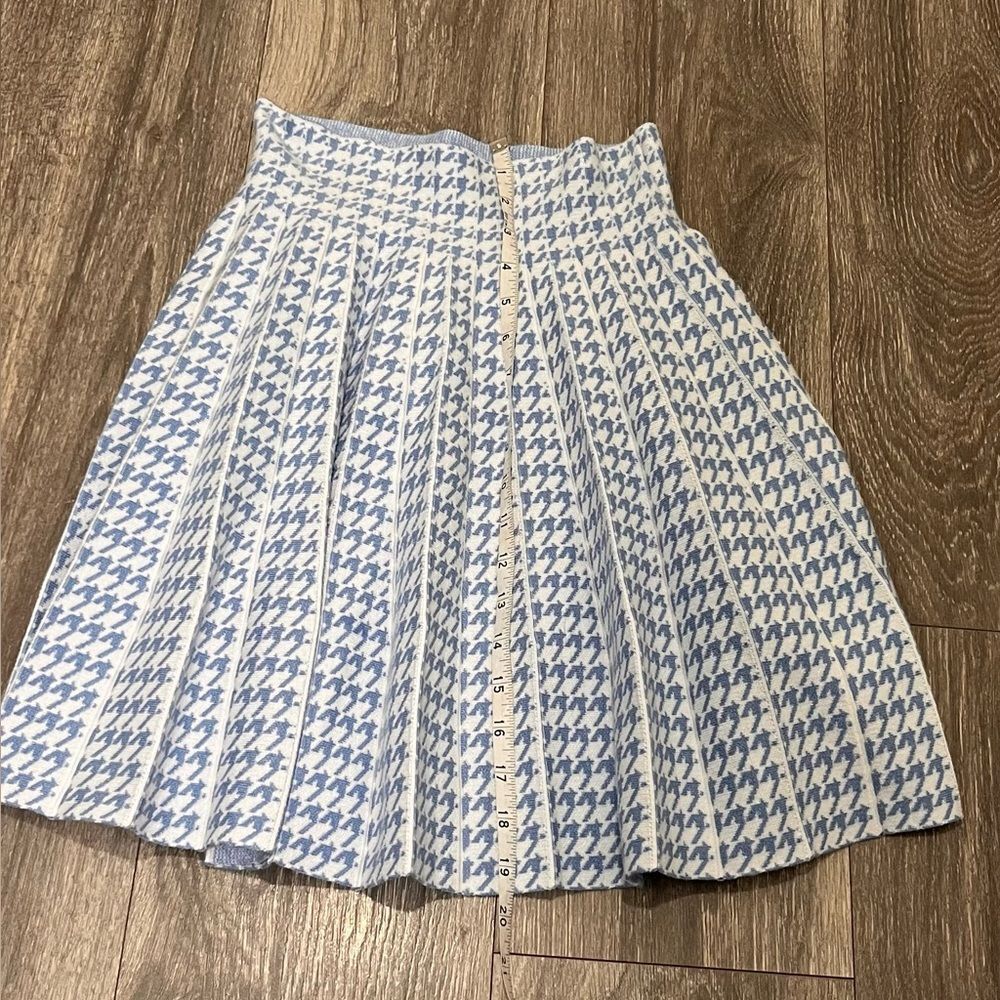 Cherry Ko Ko Blue & White Houndstooth Pleated Mini Skirt NWT - Picture 4 of 9